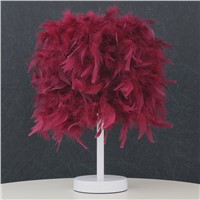 Muti-color Feather Table Lamps E27 Hotel Home Decorative Desk Lamp For Bedroom Bedside Lamp Fixture Lighting WTL021