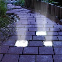 Sale Waterproof Solar Power LED Ground Crystal Glass Ice Brick Shape Outdoor Yard Garden Deck Road Lamp Light