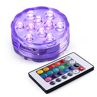 2017 New Wireless Remote Control Led Multi Color Spotlight Underwater Multi Color Submersible 10 LED Light Waterproof Party Lamp