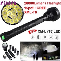 High Quality  28000LM 15x XML T6 LED Flashlight 5 Modes Torch 26650/18650 Camping Lamp Light