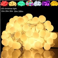 2X LED Light 10m 100 leds AC 220V Outdoor lighting LED Ball string lamp  Christmas Light fairy wedding garden pendant bulb