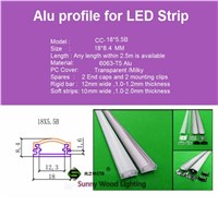 2-30pcs/lot 0.5m/pc  led channel ,aluminum profile for 5050,5630  led strip,milky/transparent cover for 12mm pcb