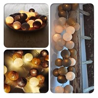 20pcs COTTON BALL style FAIRY STRING 6cm LIGHTS LAMP BULB 3M White Coffee FOR PARTY PATIO CHRISTMAS Tree DECOR Decorations 220V