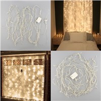 Romantic 1mx2m 220V Shining Warm white 104 LED Christmas Tree Party Wedding Wall Decor Light Curtain