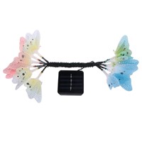 12 Led Solar Powered Butterfly Fiber Optic Fairy String Outdoor Garden Lights