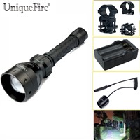 UniqueFire UF-1406 XM-L2 Cree Flashlight 1200 High Lumens Rechargeable LED Torch+Gun Mount+Rat Tail+Charger