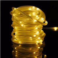 50LED 23ft Holiday Solar Powered Light Strip Waterproof Outdoor Home Decor Warm White
