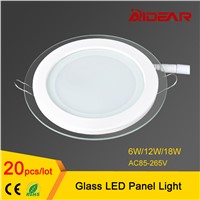 AC85-265V LED Panel Downlight round Glass Panel Lights 6W 12W 18W High Brightness Ceiling Recessed Lamps For Home