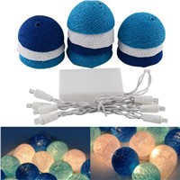 1.8M Tree Colors Aladin 10 Cotton Ball Battery String Light Blue Party Patio Decor Christmas Decorations For Home