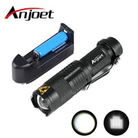 Mini LED Torch 7W 500LM CREE Q5-XPE LED Flashlight Adjustable Focus Zoom flash Light Lamp+14500 3.6V Battery+Battery Charger