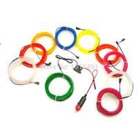 2.3mm-skirt EL Wire 10Meters Flexible Novelty Light Glowing 10 colors Select with DIY Car Interior Decorative with DC12V Control