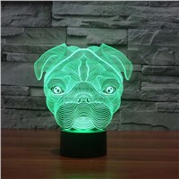 Cute Pug Dog Night Light Baby Animal Led Lights Table Lamps For Home Decor Promotional Gifts For kids