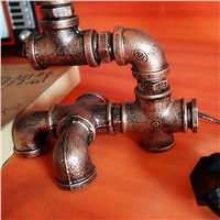 Table Lamp Retro Industrial Wrought Iron Water Pipes Art Desk Lamps Vintage Bedroom Lamp Deco Bedside Light Fixtures