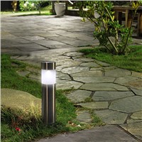 6PCS/lot Solar Outdoor Garden Path Lawn Light Stainless Steel Solar Bollard Light Warm White Solar Lamp