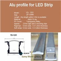 40m/lot ,20pcs of 2m  led aluminium profile,led channel ,bar light housing  for 12mm PCB board,embedded  led bar light,YD-1201