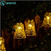 20LEDs Solar Lights For Garden Decoration Outdoor Waterproof Solar Lamps Christmas Jingle Bell Fairy Solar LED String Light
