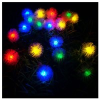 LED 4.8m 20 LED Solar Outdoor String Fairy Lights Snowball Solar Powered for Outside Garden Patio Party Christmas Colorful