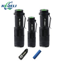 Mini Zoom CREE XM-L2 led flashlight CREE XML T6 XPE Q5 torch waterproof recargable battery  flash light linternas