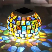 Solar Power Mosaic Glass Ball Garden Stake Color Changing Outdoor Lawn LED Light