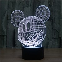 New 3D Table Lamp Creative Acrylic Mickey Mouse LED Night Light Colorful Atmosphere Decoration Table Lamp for Children IY803325