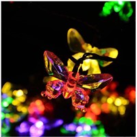 4.8m 20 Butterfly Warm White/RGB Solar LED String Lights Picks luces navidad Garland Fairy Lights For Garden Outdoor Christmas