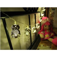 10Led Fairy Silver Metal Animal Owl Battery Operated String Lights 1m LED Decoration For Christmas Garland New Year gerlyanda