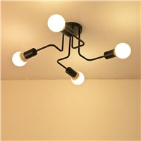 Retro Industrial Loft Nordic Pipe Wrought Iron Ceiling Light Lustre 4 Heads Lamp for Home Decor Restaurant Dinning Cafe Bar Room