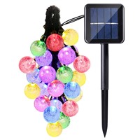 Crystal Solar String Lights 20ft 30 LED Waterproof Outdoor Globe Fairy Lighting for Christmas Home Patio, Garden (Multi-color)