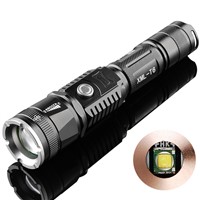 Direct Charging CREE XM-L T6 Zoomable LED Flashlight with Power Bank Function, 5 Files Adjustable Focus LED Torch + USB Cable