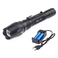 Zoomable 2x18650 Flashlight CREE XML-T6 LED Torch Light High power rechargeable hand lamp lanterna+battery+EU/US/AU/UK charger