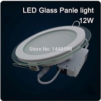 Wholesale 50pcs LED glass round Panel Recessed Wall Ceiling Downlight AC85-265V 6W/12W/18W high bright SMD5730 LED indoor light