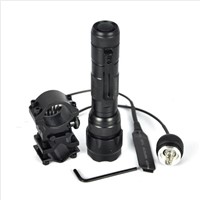 High Quality Aluminium Alloy Portable Powerful LED Cree XML T6 Tactical Flashlight With Fixed Clamp 18650 Battery