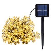 Outdoor Flower Solar String Lights 21ft 50 LED Garden Lights Fairy Blossom Decorative Lighting Christmas Garland Warm White