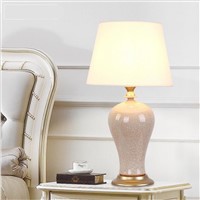 Classical Handmade Chinese Ceramic Fabric Led E27 Table Lamp for Living Room Bedroom Study H 65cm Dia 35cm 1618