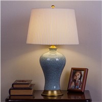 Classical High End Chinese Ceramic Blue Ice Cracks Led E27 Table Lamp for Wedding Home Decor Living Room H 62cm 1626