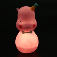 Creative LED Lamp Luminous Nightlight Hippo Silicone Children Toys Gifts Indoor Home Desk Decoration Night FULI