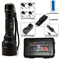 LED CREE XM-L2/T6 Flashlight 8000 lumens Torch high power Tactical Flashlight Lamp Light +Charger+1*18650 Battery+Holster