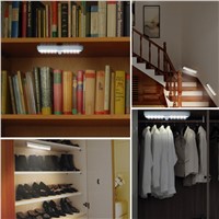 10 LED PIR Auto Motion Sensor Light Intelligent infrared Induction Lamp Night Lights for Cabinet Hotel Closet