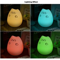 Popular LED USB Rechargeable Cute Cat Night Light Colorful Silicone Bedroom Hit Beat Lamp 12 hours in color changing mode