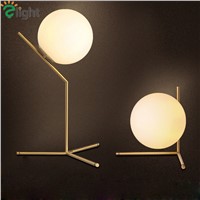 Nordic Simple Glass Ball E27 Led Table Lamp Lustre Gold Metal Bedroom Led Table Lights Creative Led Table Lighting Light Fixture