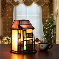 100% Handmade Creative Tiffany Art Glass House Led E14 Table Lamp For Living Room Bar Restaurant Bedroom Bedside Night Light2258