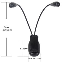 iTimo Dual Flexible Arms LED Light Goosenecks Clip Lamp Black Portable Clip-on Book Reading Light For Music Stand