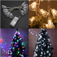 10LED String Light 1.2M 3V Outdoor White /Warm White/RGB Filigree Metal Tiny Bell Fairy Lights Christmas Festival Wedding Decora