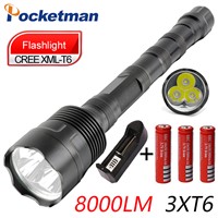 LED Flashlight 3800 Lumens 3*XML T6 5 Modes Extendable Led flashlight 3*CREE LED Torch Light Water Resistant for 18650