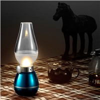 Rechargeable Dimmable Blowing Control LED Lamps Nostalgic Kerosene Adjustable Portable Night Light For Indoor Desk Table Lamp