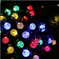 Crystal Solar String Lights, 20ft 30 LED Waterproof Outdoor Globe Fairy Lighting for Indoor/Outdoor, Christmas, Home, Patio Lawn