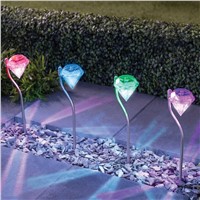 4pcs/lot Colorful lights change color diamond solar LED lawn garden lights solar lawn free delivery