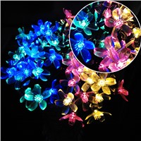 YIYANG Solar Floral Pendant LED Garland String Lights Decoration Christmas Outdoor Garden Light Luces Cereza Cherry Solare 4.8M