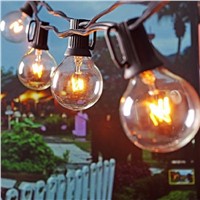 1X 10m G40 Globe String Light with 20 Clear Bulbs Listed for Indoor/Outdoor Commercial Use Patio Garden Porch Party Decor black