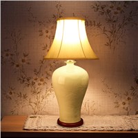 Traditional LED Table Lamp Jingdezhen Ceramic Fabric Lamp E27 220v 110v For Bedroom Hotel Villa Company Gift